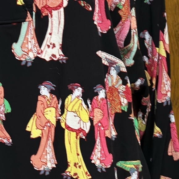 Natori Asian Geisha Print Short Caftan Size XL - NWOT - Picture 2 of 6